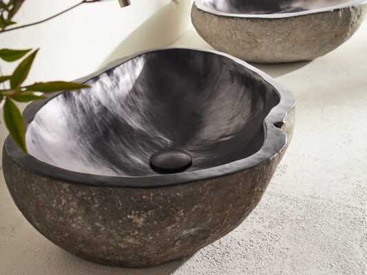 Επιτραπέζιος πέτρινος νιπτήρας μπάνιου Vero Φ50-60 cm. Κατασκευή από φυσικό πέτρωμα.