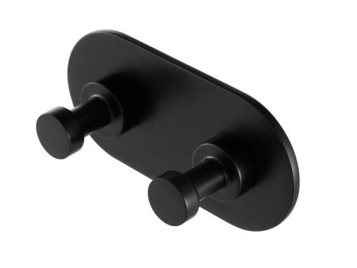 Διπλό άγκιστρο πετσετών επιτοίχιας τοποθέτησης Geesa Nemox Black Matt 6515-400 Κατασκευασμένο από ορείχαλκο και Ανοξείδωτο χάλυβα.