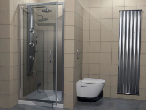 Καμπίνα ντουζιέρας από Τοίχο σε Τοίχο με Διαφανές Κρύσταλλο ασφαλείας Plaza CL Pivot Chrome 80 cm. Με 1 Ανοιγόμενη πόρτα.