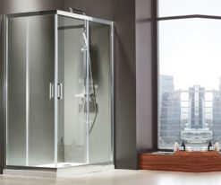 Ορθογώνια καμπίνα ντουζιέρας με Διαφανές κρύσταλλο ασφαλείας Axis-CL 110 x 70 cm με είσοδο από την γωνία. Συνολικό ύψος καμπίνας 185 cm.