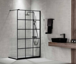 Διαχωριστικό ντουζιέρας με Διαφανές κρύσταλλο ασφαλείας Iwis Decor Black Matt 80 x 200 cm.