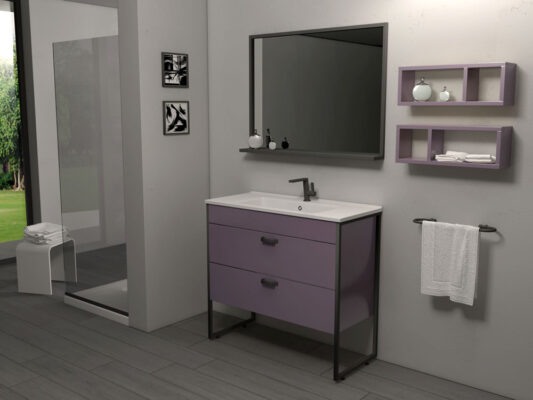 Έπιπλο μπάνιου Karol 100 με μεταλλική βάση 100 x 45 cm. Κατασκευή από Υδατοαπωθητικό MDF με βαφή ακρυλική λάκας. Διατίθεται σε 15 διαφορετικές αποχρώσεις.