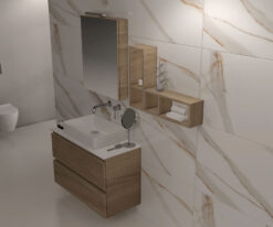 Έπιπλο μπάνιου Moon W-100 με πορσελάνινο νιπτήρα 60 x 40 cm. Υλικό κατασκευής υδατοαπωθητικό MDF με επικάλυψη PVC πάχους 1,5 mm.14 Αποχρώσεις Ξύλου.