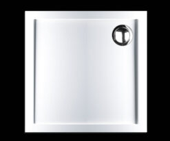 Ντουζιέρα ακρυλική Flow Extra Flat Slim 80 x 80 cm, με συνολικό ύψος 5,00 cm. Κατάλληλη για εγκατάσταση σε χαμηλά μπάνια .