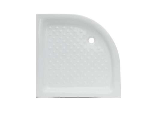 Ντουζιέρα από υαλώδη πορσελάνη Basic QD 90 x 90 cm, με συνολικό ύψος 10 cm. Με σχήμα 1/4 Κύκλου.