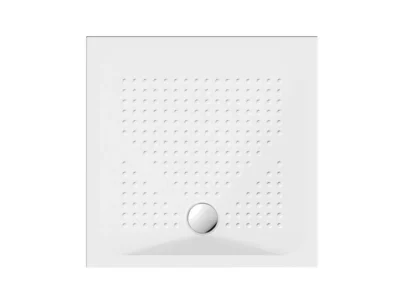 Ντουζιέρα από υαλώδη πορσελάνη GSI Slim 90 x 90 cm, με συνολικό ύψος 4 cm.