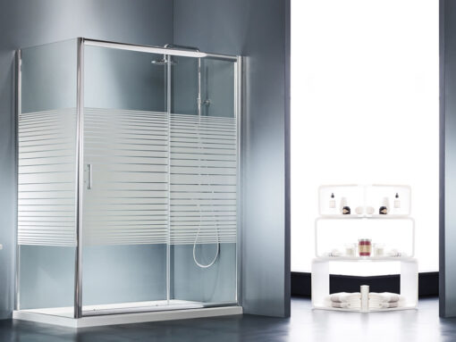 Ορθογώνια καμπίνα ντουζιέρας με Σεριγραφάτο κρύσταλλο ασφαλείας Starlet LN Slider Corner CL Chrome 110 x 70 cm με είσοδο από την Εμπρόσθια πλευρά.