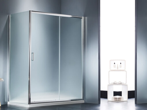Ορθογώνια καμπίνα ντουζιέρας με Matt κρύσταλλο ασφαλείας Starlet FR Slider Corner CL Chrome 140 x 70 cm με είσοδο από την Εμπρόσθια πλευρά.