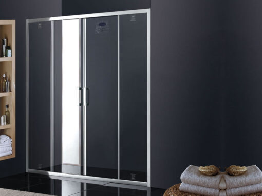 Καμπίνα ντουζιέρας από Τοίχο σε Τοίχο με Διαφανές Κρύσταλλο ασφαλείας Plaza Slider 2+2 Chrome 160 cm.