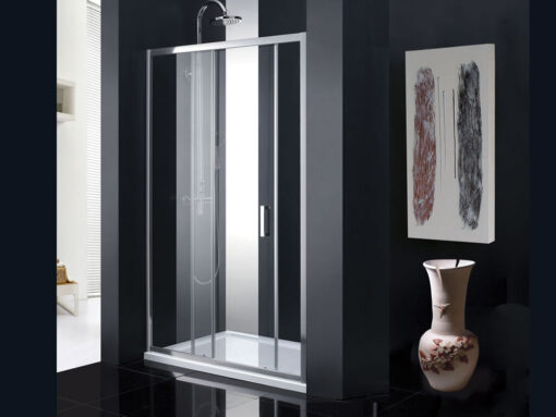 Καμπίνα ντουζιέρας από Τοίχο σε Τοίχο με Διαφανές Κρύσταλλο ασφαλείας Plaza Slider 1+1 Chrome 100 cm.