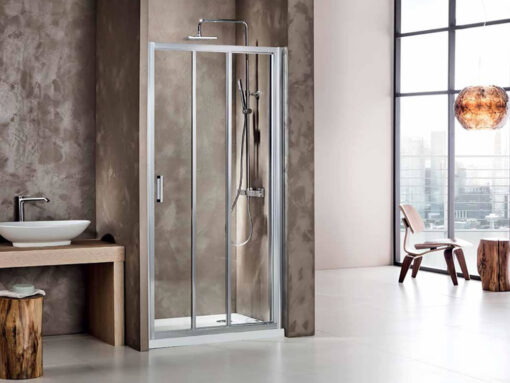 Καμπίνα ντουζιέρας από Τοίχο σε Τοίχο με Διαφανές Κρύσταλλο ασφαλείας Plaza CL Triplke Slider Chrome 100 cm.