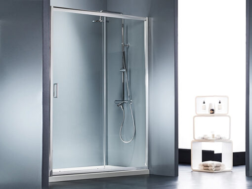 Καμπίνα ντουζιέρας από Τοίχο σε Τοίχο με Διαφανές Κρύσταλλο ασφαλείας Starlet Slider 1+1 Chrome 100 cm. Μεταλλικά μέρη από Αλουμίνιο σε απόχρωση Chrome