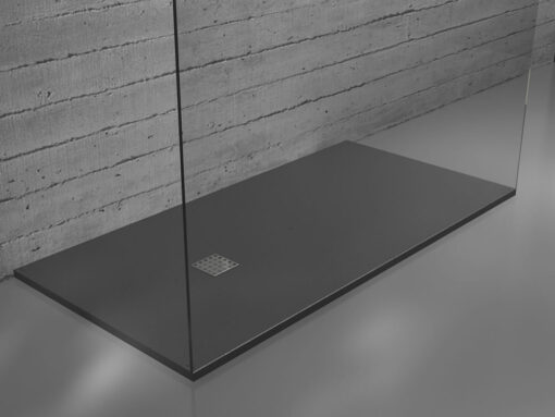 Συνθετική ντουζιέρα από χυτό υλικό Micro RT Black Matt 160 x 90 cm, με συνολικό ύψος 3 cm.