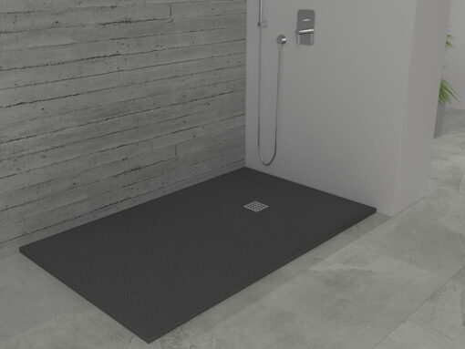 Συνθετική ντουζιέρα από χυτό υλικό Micro RT Black Matt 160 x 100 cm, με συνολικό ύψος 3 cm.