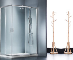 Τετράγωνη καμπίνα ντουζιέρας με διάφανο κρύσταλλο ασφαλείας Starlet-CL 90 x 72 cm με είσοδο από την γωνία. Συνολικό ύψος καμπίνας 180 cm.