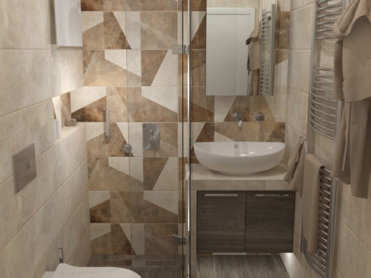 Η σχεδιαστική πρόταση και Φωτορεαλιστική απεικόνιση αφορά στην αναδόμηση μπάνιου σε κατοικία στην Λαμία. - Leffetto Creative Services