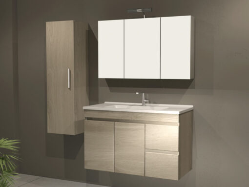 Έπιπλο μπάνιου Venis με πορσελάνινο νιπτήρα 101 x 46 x 55 cm σε απόχρωση Ξύλου Coffee.