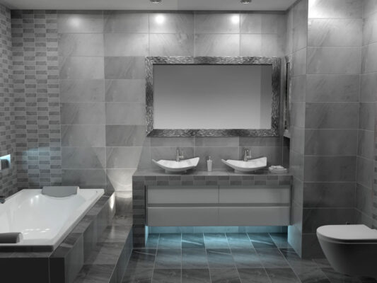 Η σχεδιαστική και φωτορεαλιστική απεικόνιση αφορά στην αναδόμηση μπάνιου σε κατοικία στην πόλη της Κοζάνης. - Leffetto Creative Services