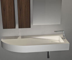 Νιπτήρας Corian ειδικής κατασκευής Corner-100 100 x 50 cm σε Λευκή απόχρωση.