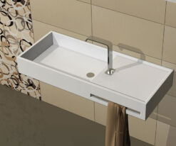 Νιπτήρας Corian ειδικής κατασκευής Glossy-110 110 x 45 cm σε Λευκή απόχρωση