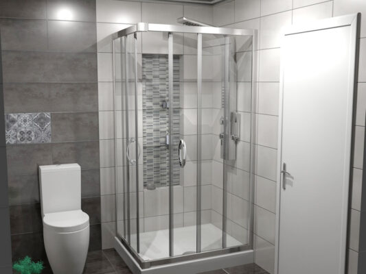 Η πρόταση αφορά την ανακαίνιση ενός βοηθητικού μπάνιου σε αστική κατοικία στο κέντρο της Θεσσαλονίκης. Leffetto Creative Services