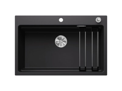 Νεροχύτης Κουζίνας Blanco Etagon 8 78 x 51 cm σε απόχρωση Nero. Κατασκευή από υλικό Silgranit Puradur με αντοχή στα χτυπήματα.
