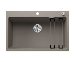 Νεροχύτης Κουζίνας Blanco Etagon 8 78 x 51 cm σε απόχρωση Tartufo. Κατασκευή από υλικό Silgranit Puradur με αντοχή στα χτυπήματα.