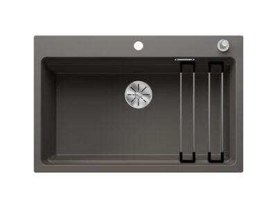 Νεροχύτης Κουζίνας Blanco Etagon 8 78 x 51 cm σε απόχρωση Volcano Grey. Κατασκευή από υλικό Silgranit Puradur με αντοχή στα χτυπήματα.