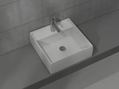 Επιτραπέζιος νιπτήρας μπάνιου Box 41 x 41 cm με υπερχείλιση.