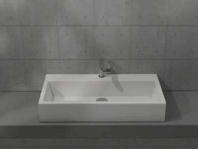 Επιτραπέζιος νιπτήρας μπάνιου Box 80 x 43 cm με υπερχείλιση.