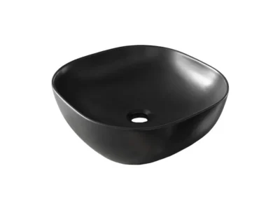 Επιτραπέζιος νιπτήρας μπάνιου Monaco 41 x 41 cm Black Matt χωρίς υπερχείλιση.