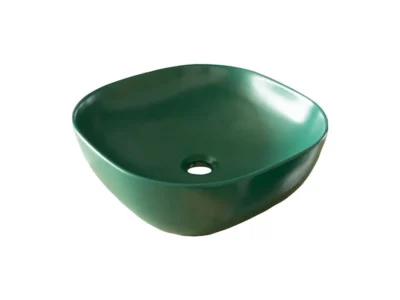 Επιτραπέζιος νιπτήρας μπάνιου Monaco 41 x 41 cm Green Matt χωρίς υπερχείλιση.