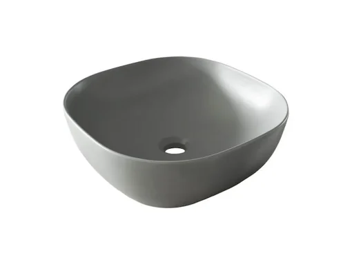 Επιτραπέζιος νιπτήρας μπάνιου Monaco 41 x 41 cm Grey Matt χωρίς υπερχείλιση.