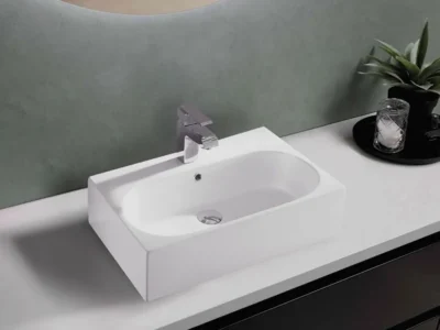 Επιτραπέζιος νιπτήρας μπάνιου Queen 58 x 39 cm με υπερχείλιση.