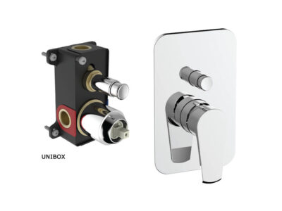 Μίκτης εντοιχισμένου συστήματος ντουζιέρας 2 Εξόδων Teorema Velvet 311712 Unibox Chrome. Υψηλής ποιότητας χρωμίωση.