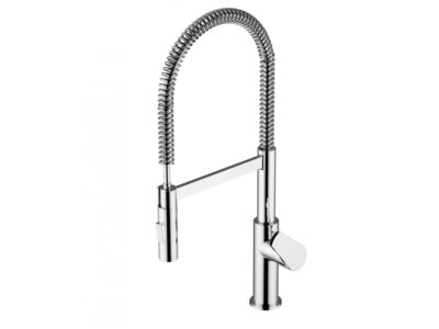 Μπαταρία Κουζίνας Teorema Velvet 881411 με Συρόμενο Ντους. Υψηλό περιστρεφόμενο ρουξούνι σε απόχρωση Chrome.