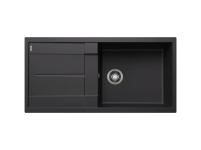 Νεροχύτης Κουζίνας Blanco Metra XL 6S 100 x 50 cm σε απόχρωση Nero. Κατασκευή από υλικό Silgranit Puradur με αντοχή στα χτυπήματα.