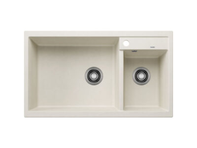 Νεροχύτης Κουζίνας Blanco Metra 9 86 x 50 cm σε απόχρωση Soft White. Κατασκευή από υλικό Silgranit Puradur με αντοχή στα χτυπήματα.