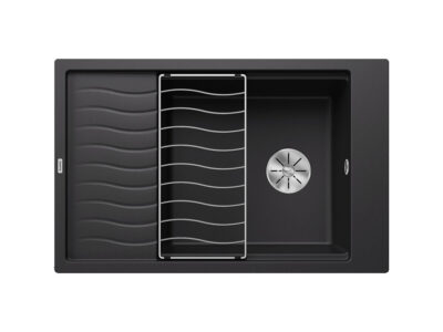 Νεροχύτης Κουζίνας Blanco Elon XL 6S 78 x 50 cm σε απόχρωση Nero. Κατασκευή από υλικό Silgranit Puradur με αντοχή στα χτυπήματα.