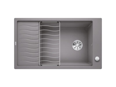 Νεροχύτης Κουζίνας Blanco Elon XL 8S 86 x 50 cm σε απόχρωση Alu Metallic. Κατασκευή από υλικό Silgranit Puradur με αντοχή στα χτυπήματα.