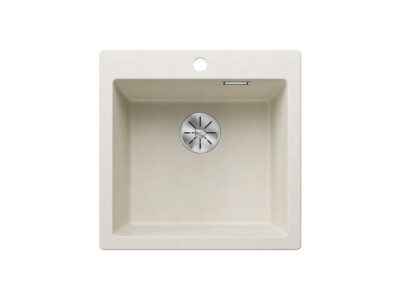 Νεροχύτης Κουζίνας Blanco Pleon 5 51 x 51 cm σε απόχρωση Soft White. Κατασκευή από υλικό Silgranit Puradur με αντοχή στα χτυπήματα.