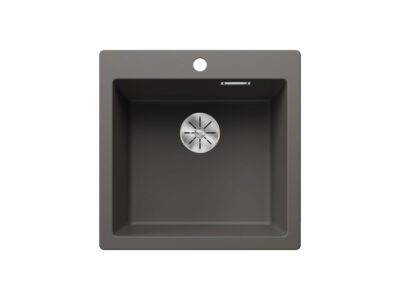 Νεροχύτης Κουζίνας Blanco Pleon 5 51 x 51 cm σε απόχρωση Volcano Grey. Κατασκευή από υλικό Silgranit Puradur με αντοχή στα χτυπήματα.