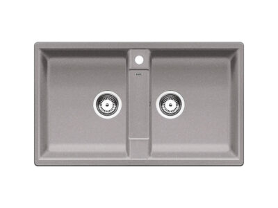 Νεροχύτης Κουζίνας Blanco Zia 9 86 x 50 cm σε απόχρωση Alu Metallic. Κατασκευή από υλικό Silgranit Puradur με αντοχή στα χτυπήματα.