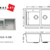 Νεροχύτης Κουζίνας Macart Lexus N-200 86 x 50 cm σε απόχρωση Onyx. Κατασκευή από υλικό Silgranit Puradur με αντοχή στα χτυπήματα.
