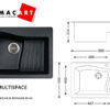 Νεροχύτης Κουζίνας Macart Multispace 86 x 50 cm σε απόχρωση Alpina. Κατασκευή από υλικό Silgranit Puradur με αντοχή στα χτυπήματα.