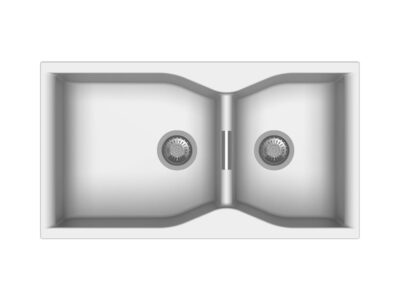 Νεροχύτης Κουζίνας Macart Prestige 90 x 50 cm σε απόχρωση Alaska. Κατασκευή από υλικό Silgranit Puradur με αντοχή στα χτυπήματα.
