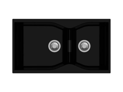 Νεροχύτης Κουζίνας Macart Prestige 90 x 50 cm σε απόχρωση Nero. Κατασκευή από υλικό Silgranit Puradur με αντοχή στα χτυπήματα.