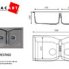 Νεροχύτης Κουζίνας Macart Prestige 90 x 50 cm σε απόχρωση Nero. Κατασκευή από υλικό Silgranit Puradur με αντοχή στα χτυπήματα.