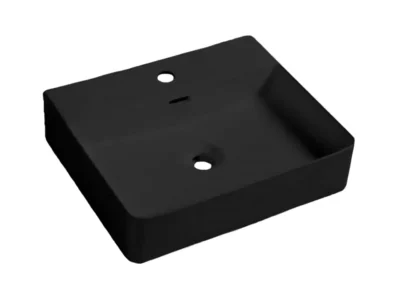 Επιτραπέζιος νιπτήρας μπάνιου Dion 50 x 42 cm Black Matt με υπερχείλιση.