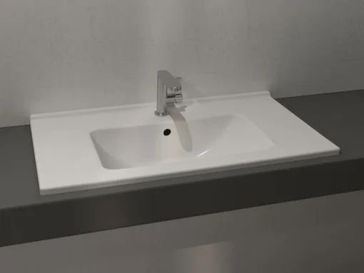 Επικαθήμενος νιπτήρας μπάνιου Fine 75 x 46 cm με υπερχείλιση.